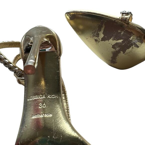 REVOLVE JESSICA RICH GOLD EMBELLISHED LUXE SANDAL 120 MM - Picture 12 of 13